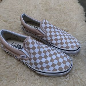 Tan Slip On Checkered Vans